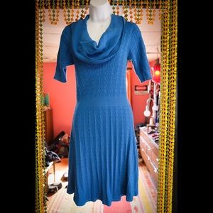 BCBGMaxAzria blue Averie cowl neck sweater dress